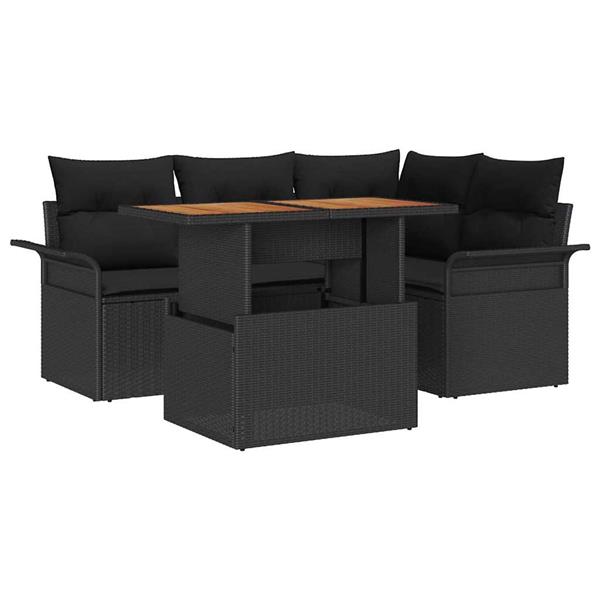 Grote foto vidaxl tuin sofa set met kussen 5 pcs zwart 100 x 55 x 73 cm tuin en terras tuinmeubelen