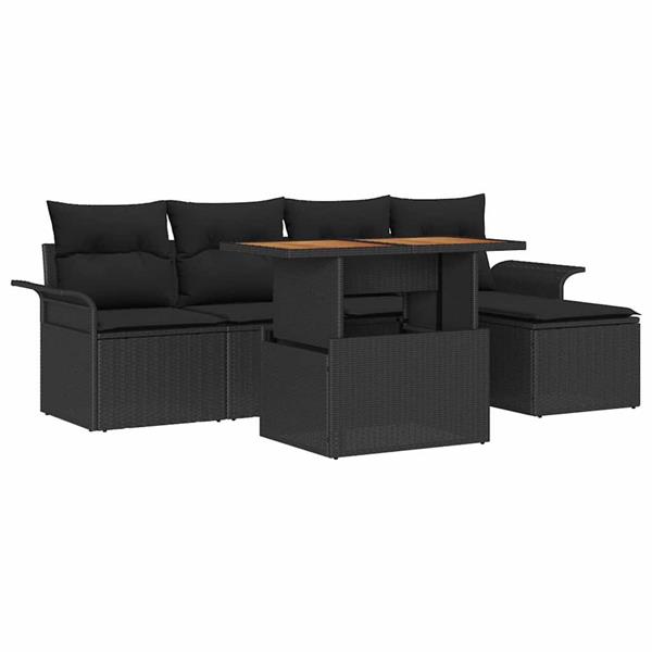 Grote foto vidaxl tuin sofa set met kussen 6 pcs zwart tuin en terras tuinmeubelen