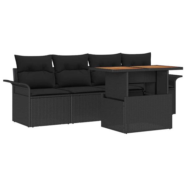 Grote foto vidaxl tuin sofa set met kussen 5 pcs zwart 100 x 55 x 73 cm tuin en terras tuinmeubelen