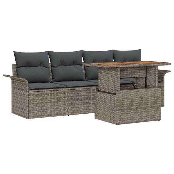 Grote foto vidaxl tuin sofa set met kussen 5 pcs grijs 100 x 55 x 73 cm tuin en terras tuinmeubelen