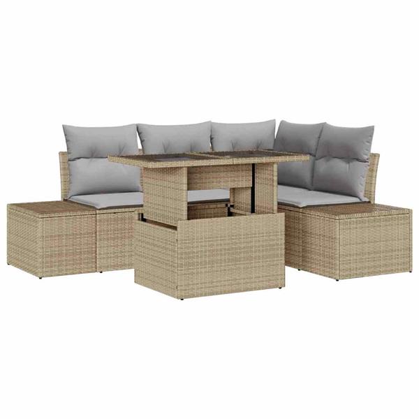Grote foto vidaxl tuin sofa set 5 pcs beige en lichtgrijs 100 x 55 x 73 cm tuin en terras tuinmeubelen