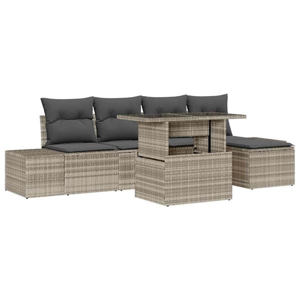Grote foto vidaxl tuin sofa set met kussen 6 pcs lichtgrijs tuin en terras tuinmeubelen