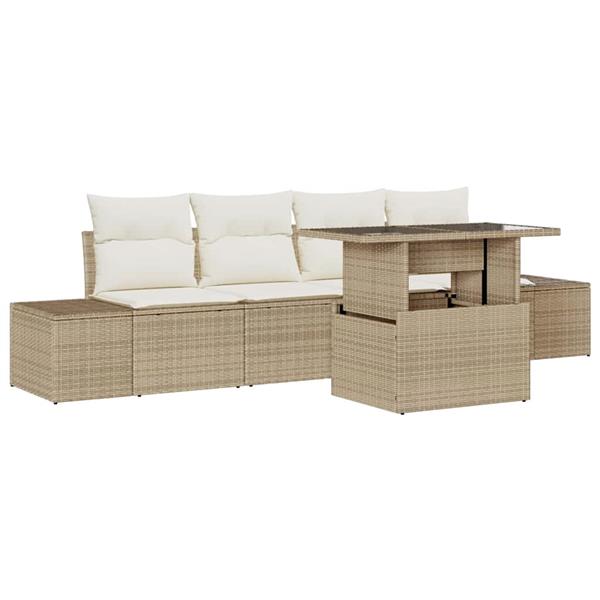Grote foto vidaxl tuin sofa set 5 pcs beige en cr mekleurig 100 x 55 x 73 cm tuin en terras tuinmeubelen