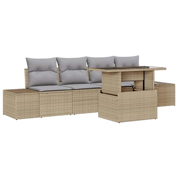 Grote foto vidaxl tuin sofa set 5 pcs beige en lichtgrijs 100 x 55 x 73 cm tuin en terras tuinmeubelen
