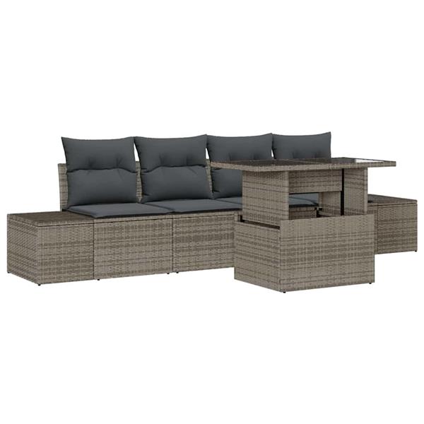 Grote foto vidaxl tuin sofa set met kussen 5 pcs grijs 100 x 55 x 73 cm tuin en terras tuinmeubelen
