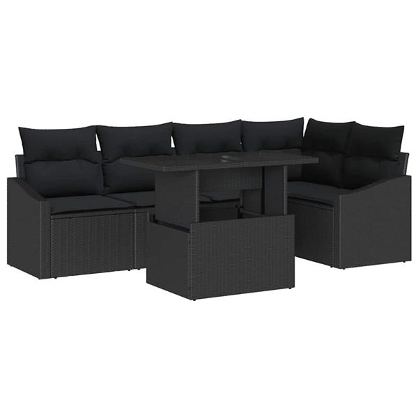 Grote foto vidaxl tuin sofa set met kussen 6 pcs zwart 100 x 55 x 73 cm tuin en terras tuinmeubelen