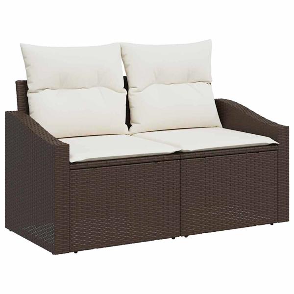 Grote foto vidaxl tuin sofa set met kussen 6 pcs bruin en cr me 100 x 55 x 73 cm tuin en terras tuinmeubelen