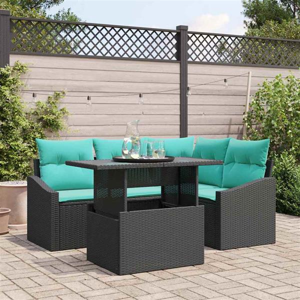 Grote foto vidaxl tuin sofa set met kussen 6 pcs zwart en cr me 100 x 55 x 73 cm tuin en terras tuinmeubelen