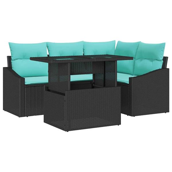 Grote foto vidaxl tuin sofa set met kussen 6 pcs zwart en cr me 100 x 55 x 73 cm tuin en terras tuinmeubelen