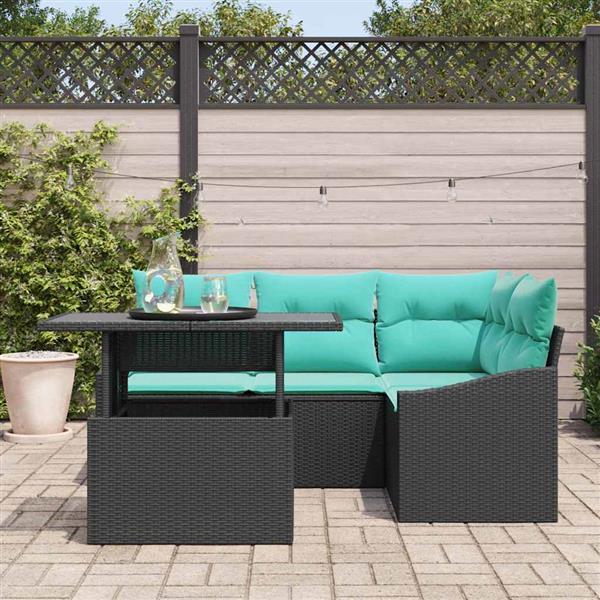Grote foto vidaxl tuin sofa set met kussen 6 pcs zwart en cr me 100 x 55 x 73 cm tuin en terras tuinmeubelen