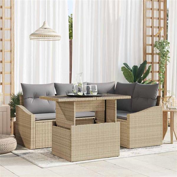 Grote foto vidaxl tuin sofa set 5 pcs beige en lichtgrijs 100 x 55 x 73 cm tuin en terras tuinmeubelen