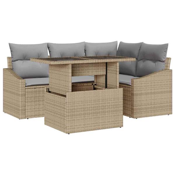Grote foto vidaxl tuin sofa set 5 pcs beige en lichtgrijs 100 x 55 x 73 cm tuin en terras tuinmeubelen