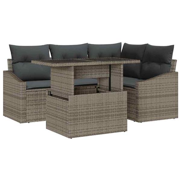 Grote foto vidaxl tuin sofa set met kussen 5 pcs grijs 100 x 55 x 73 cm tuin en terras tuinmeubelen