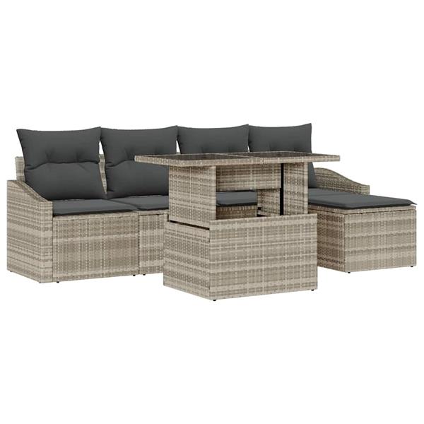 Grote foto vidaxl tuin sofa set met kussen 6 pcs lichtgrijs tuin en terras tuinmeubelen