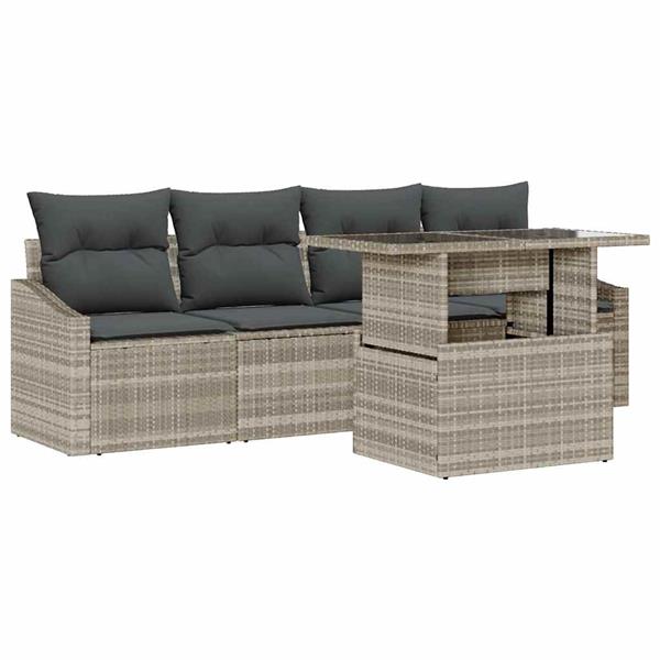 Grote foto vidaxl tuin sofa set met kussen 5 pcs lichtgrijs 100 x 55 x 73 cm tuin en terras tuinmeubelen