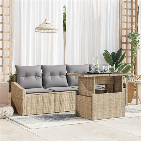 Grote foto vidaxl tuin sofa set 5 pcs beige en lichtgrijs 100 x 55 x 73 cm tuin en terras tuinmeubelen