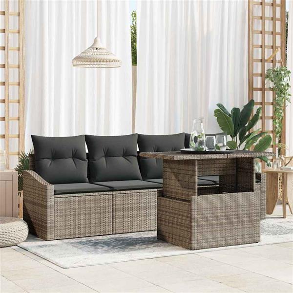 Grote foto vidaxl tuin sofa set met kussen 5 pcs grijs 100 x 55 x 73 cm tuin en terras tuinmeubelen