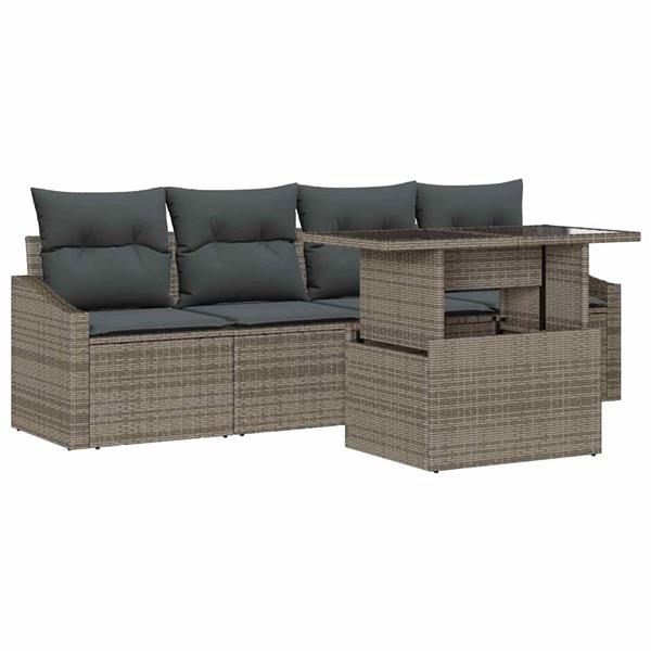 Grote foto vidaxl tuin sofa set met kussen 5 pcs grijs 100 x 55 x 73 cm tuin en terras tuinmeubelen