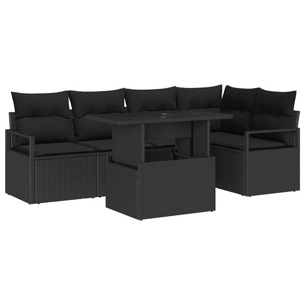 Grote foto vidaxl tuin sofa set met kussen 6 pcs zwart 100 x 55 x 73 cm tuin en terras tuinmeubelen