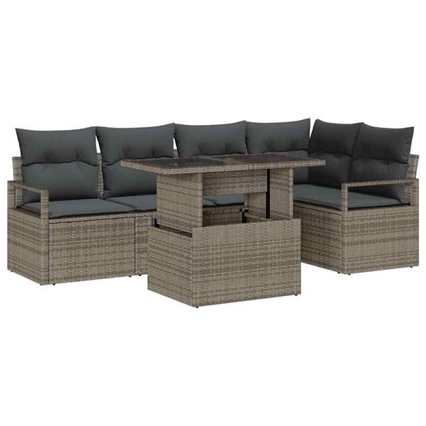Grote foto vidaxl tuin sofa set met kussen 6 pcs grijs 100 x 55 x 73 cm tuin en terras tuinmeubelen