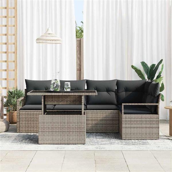 Grote foto vidaxl tuin sofa set met kussen 6 pcs grijs 100 x 55 x 73 cm tuin en terras tuinmeubelen