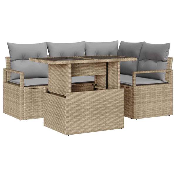 Grote foto vidaxl tuin sofa set 5 pcs beige en lichtgrijs 100 x 55 x 73 cm tuin en terras tuinmeubelen