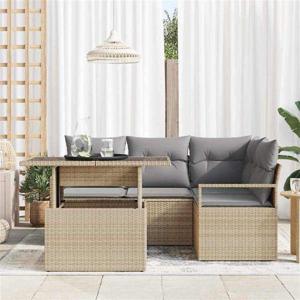 Grote foto vidaxl tuin sofa set 5 pcs beige en lichtgrijs 100 x 55 x 73 cm tuin en terras tuinmeubelen