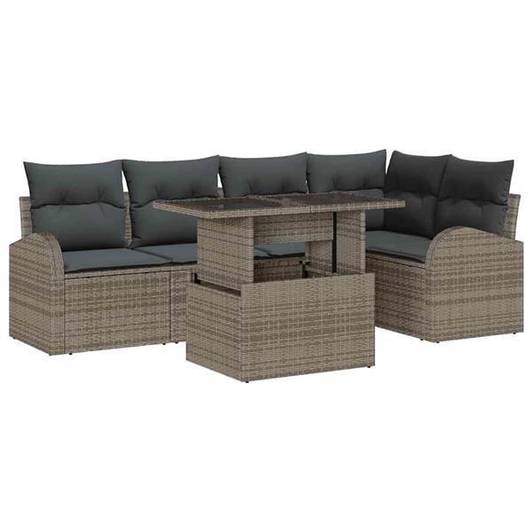 Grote foto vidaxl tuin sofa set met kussen 6 pcs grijs 100 x 55 x 73 cm tuin en terras tuinmeubelen