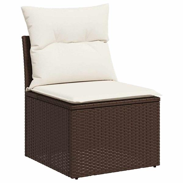 Grote foto vidaxl tuin sofa set met kussen 5 pcs bruin poly riet tuin en terras tuinmeubelen