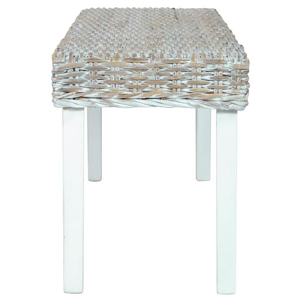 Grote foto vidaxl bankje 110 cm natuurlijk kubu rattan en massief mahoniehout wit huis en inrichting stoelen