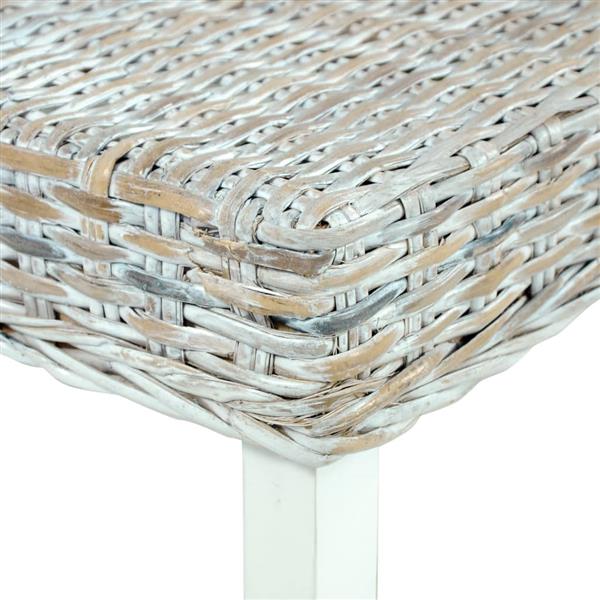 Grote foto vidaxl bankje 110 cm natuurlijk kubu rattan en massief mahoniehout wit huis en inrichting stoelen