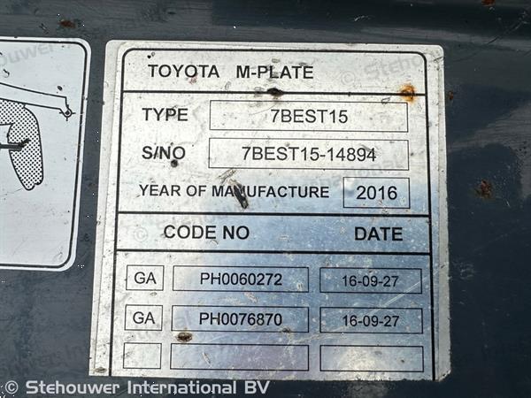 Grote foto toyota 7fbest15 elektro heftruck 1.5 tons elektrische vorkheftruck agrarisch heftrucks