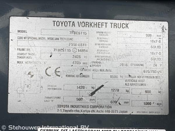 Grote foto toyota 7fbest15 elektro heftruck 1.5 tons elektrische vorkheftruck agrarisch heftrucks
