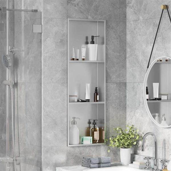 Grote foto vidaxl douche niche zilver 90 x 30 x 9.5 cm roestvrij staal huis en inrichting complete badkamers
