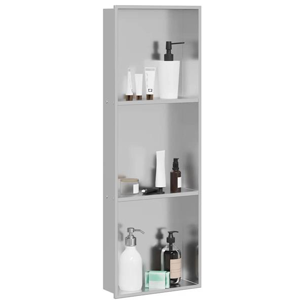 Grote foto vidaxl douche niche zilver 90 x 30 x 9.5 cm roestvrij staal huis en inrichting complete badkamers