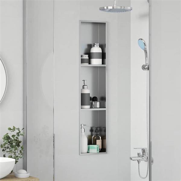 Grote foto vidaxl douche niche zilver 90 x 20 x 9.5 cm roestvrij staal huis en inrichting complete badkamers