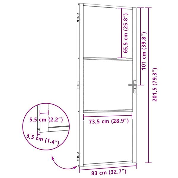 Grote foto vidaxl binnen deur zwart 83 x 201.5 cm gehard glas en aluminium doe het zelf en verbouw deuren en horren