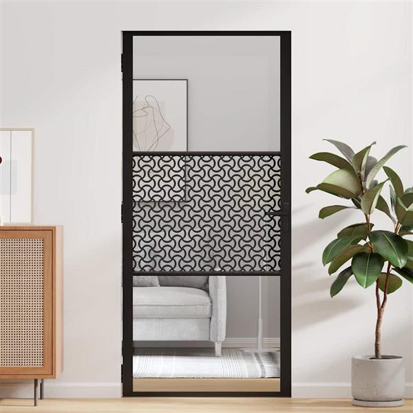 Grote foto vidaxl binnen deur zwart 93 x 201.5 cm gehard glas en aluminium doe het zelf en verbouw deuren en horren