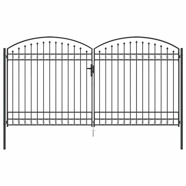 Grote foto vidaxl hekpoort anders grijs 400 x 200 cm staal tuin en terras hekken en schuttingen