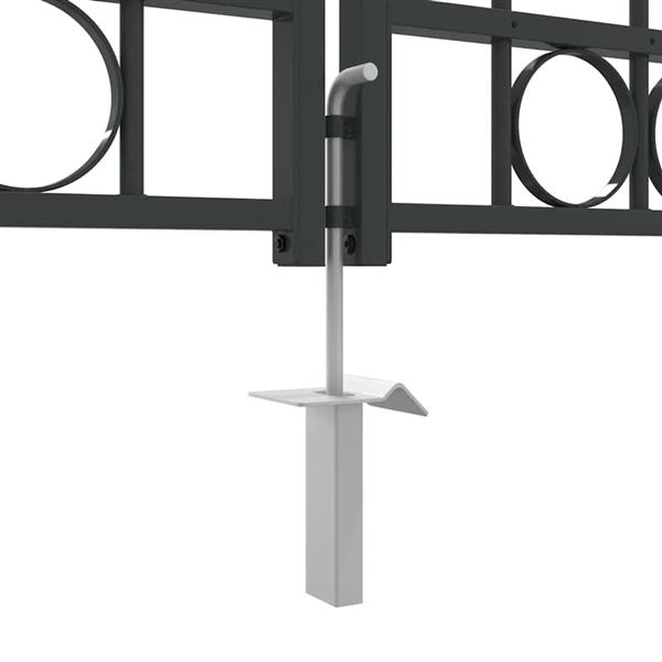 Grote foto vidaxl hekpoort anders verstelbaar grijs 400 x 150 cm staal tuin en terras hekken en schuttingen