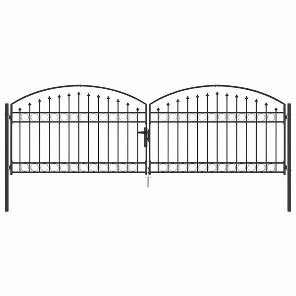 Grote foto vidaxl hekpoort anders grijs 400 x 125 cm staal tuin en terras hekken en schuttingen