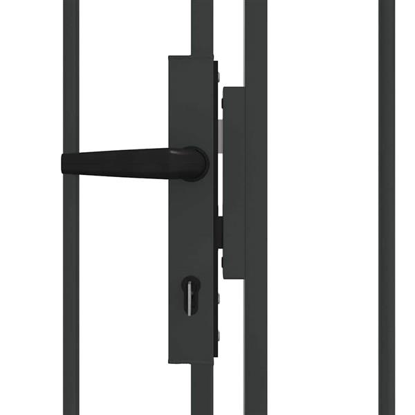 Grote foto vidaxl hekpoort anders grijs 400 x 125 cm staal tuin en terras hekken en schuttingen