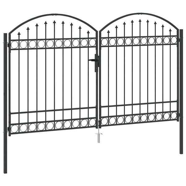 Grote foto vidaxl hekpoort anders grijs 300 x 175 cm staal tuin en terras hekken en schuttingen