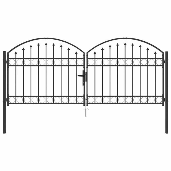 Grote foto vidaxl hekpoort anders grijs 300 x 125 cm staal tuin en terras hekken en schuttingen