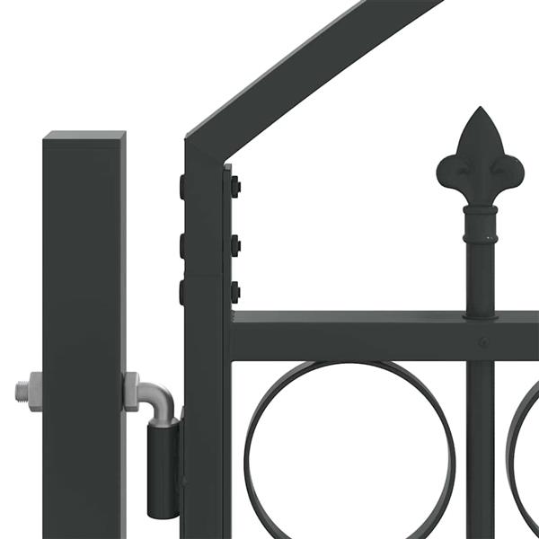 Grote foto vidaxl hekpoort anders grijs 300 x 125 cm staal tuin en terras hekken en schuttingen