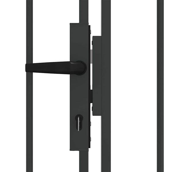 Grote foto vidaxl hekpoort anders grijs 300 x 125 cm staal tuin en terras hekken en schuttingen