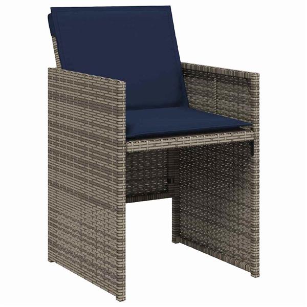 Grote foto vidaxl tuin eetset met kussen vouw 5 pcs grijs poly riet tuin en terras tuinmeubelen