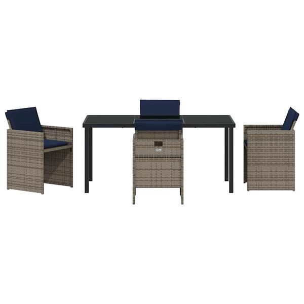 Grote foto vidaxl tuin eetset met kussen vouw 5 pcs grijs poly riet tuin en terras tuinmeubelen