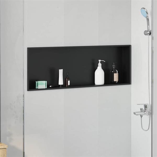 Grote foto vidaxl douche niche zwart 90 x 30 x 9.5 cm roestvrij staal huis en inrichting complete badkamers