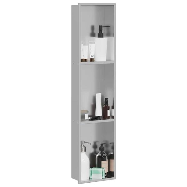 Grote foto vidaxl douche niche zilver 90 x 20 x 9.5 cm roestvrij staal huis en inrichting complete badkamers